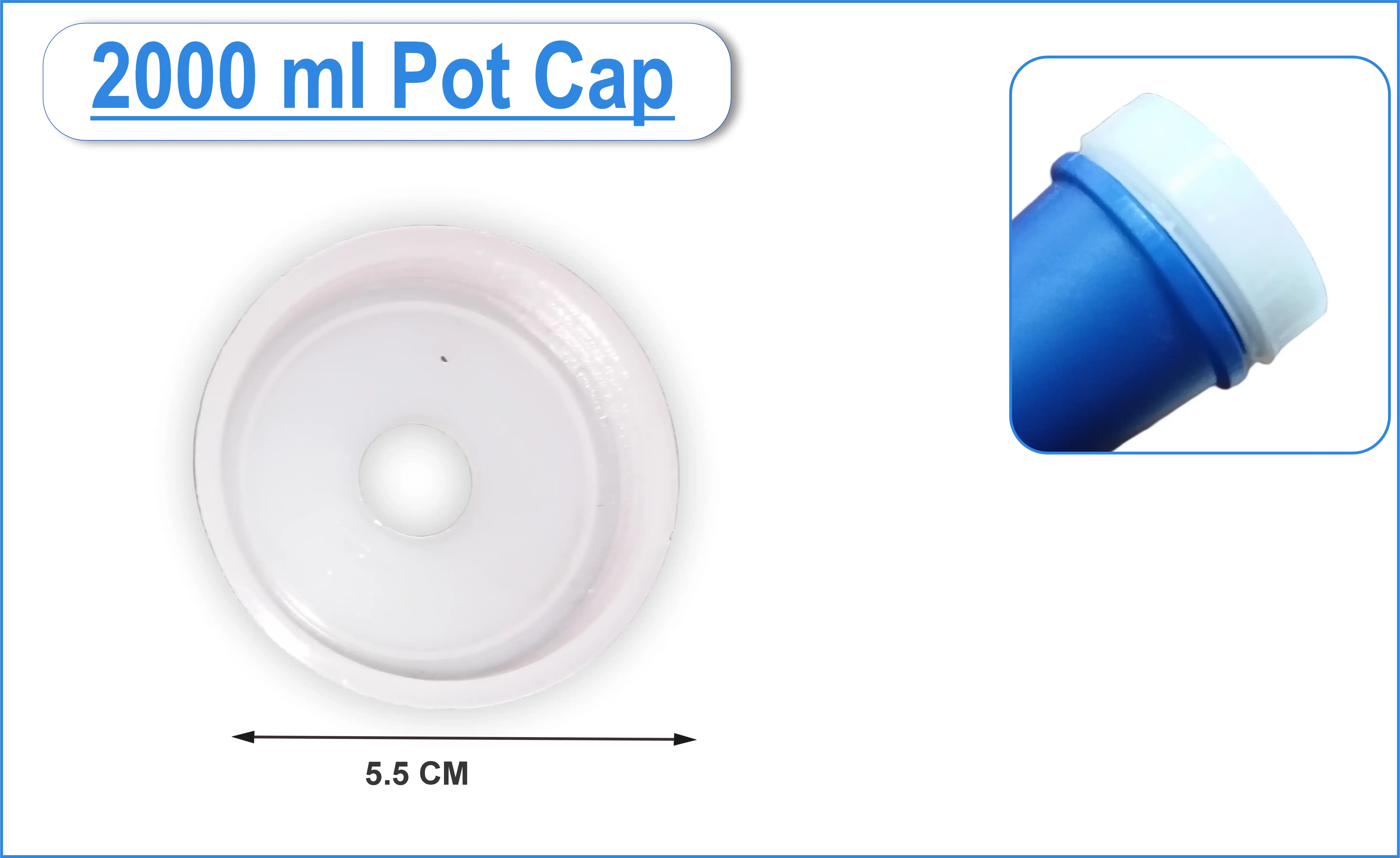 White 2000 ml bottle pot cap, 5.5 cm across