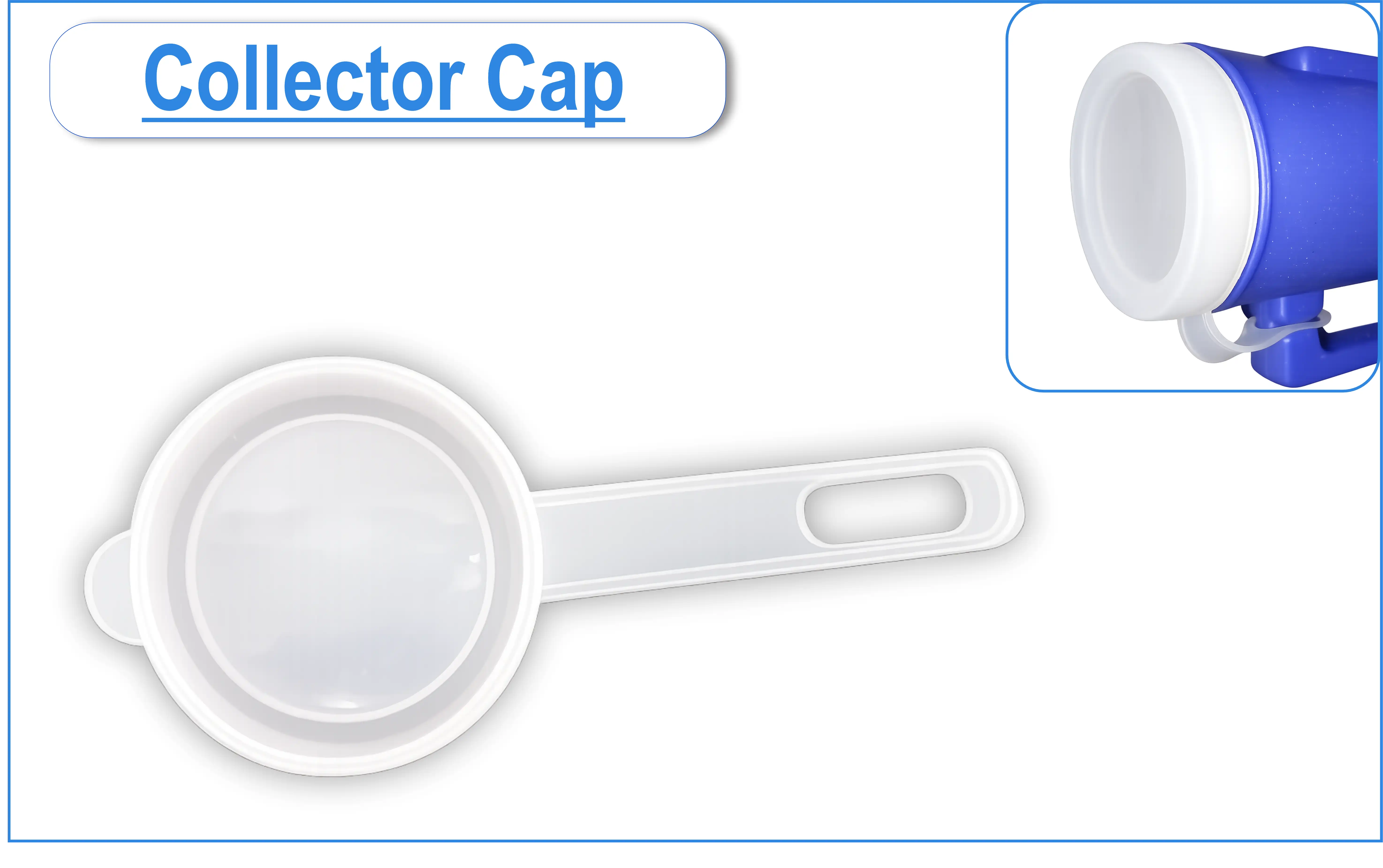White collector cap with its attached strap