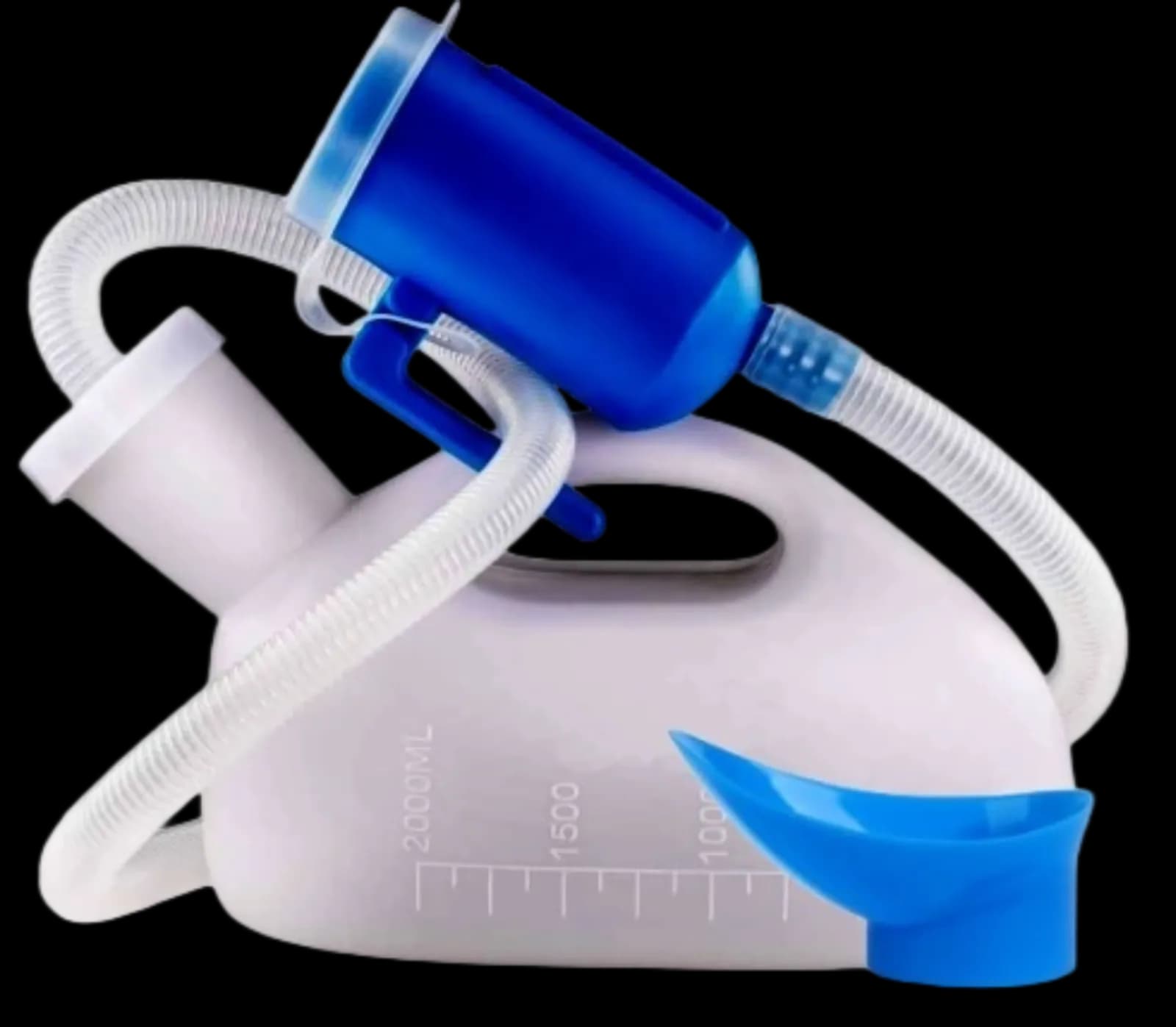 White 2000ml multipurpose female urine bottle with attachment