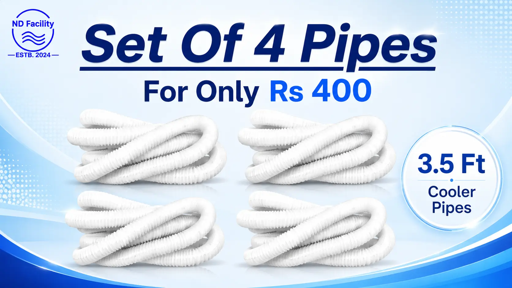 Set of four white 3.5 ft cooler pipes